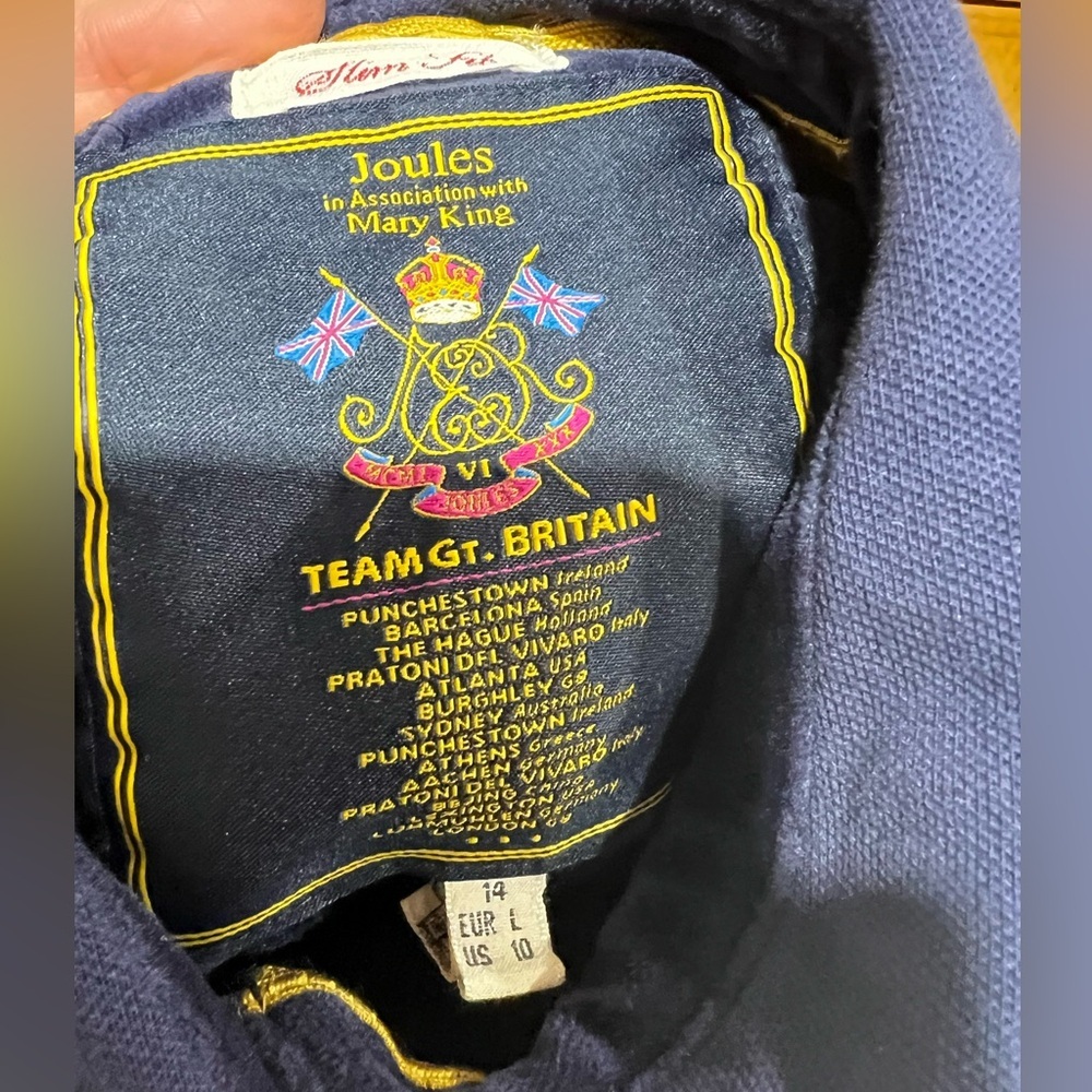 Joules x Mary King Polo Shirt Velvet Accents Team Great Britain Equestrian Sz 10 - Picture 10 of 14